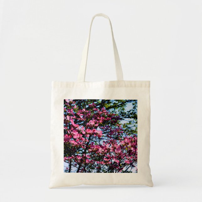 Elegant pink flowers florals blooming Dogwood tree Tote Bag (Front)