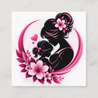 Elegant Pink Flowers Motherhood Love Women  Square Business Card