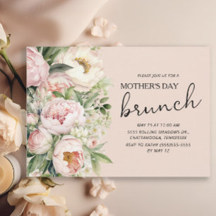 Elegant Pink Flowers Mother's Day Brunch Invitation