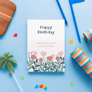 Elegant pink flowers natural Birthday Cards