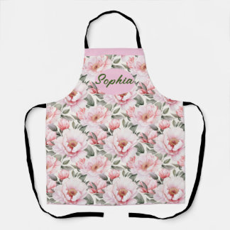 Elegant Pink Flowers Pattern - Perfect for Any Occ Apron
