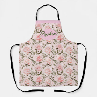 Elegant Pink Flowers Pattern - Perfect for Any Occ Apron
