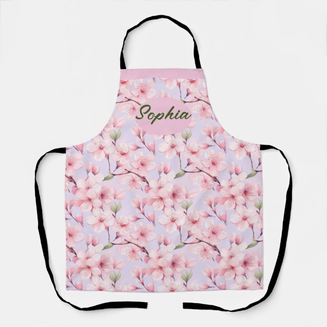Elegant Pink Flowers Pattern - Perfect for Any Occ Apron (Front)