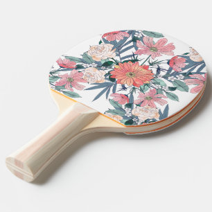 Elegant Pink Flowers Watercolor Floral Ping Pong Paddle
