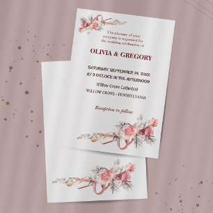 Elegant Pink flowers Wedding Invitation