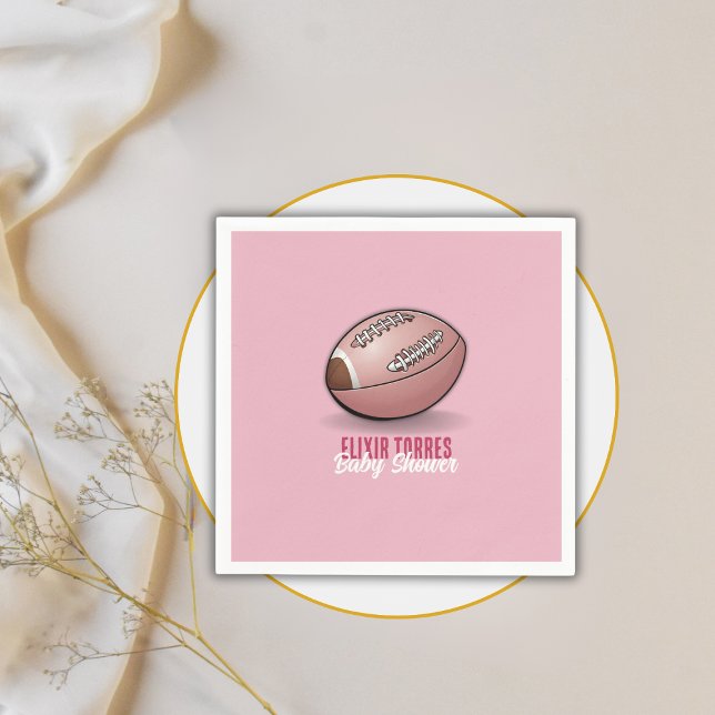 Elegant Pink Football Baby Shower Napkin (Creator Uploaded)