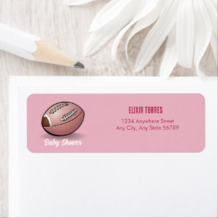 Elegant Pink Football Baby Shower Return Address Label