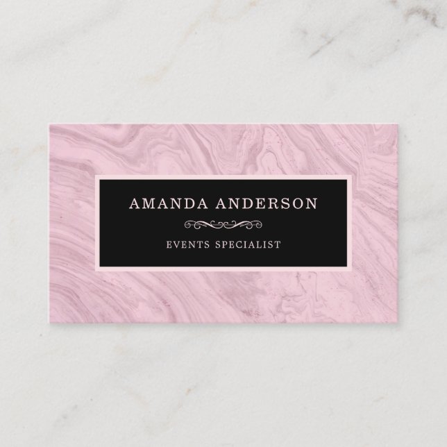Elegant Pink Frame on Pink Marble | Business Card (Front)