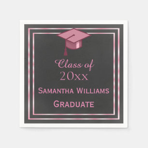 Elegant Pink Framed Graduation Napkin