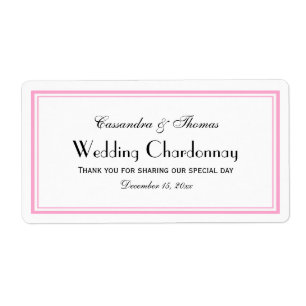 Elegant Pink Framed H Wine Bottle Label