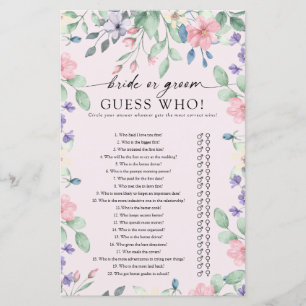 Elegant Pink Garden Flower Bridal Shower Game