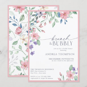 Elegant Pink Garden Flower Bridal Shower Invitati Invitation