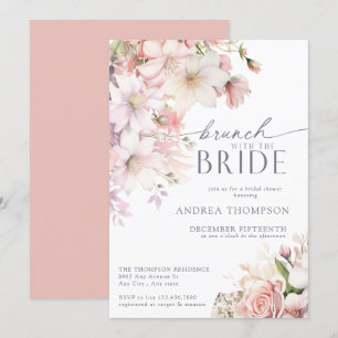 Elegant Pink Garden Flower Bridal Shower Invitati Invitation