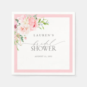 Elegant Pink Garden Flowers Bridal Shower Napkin