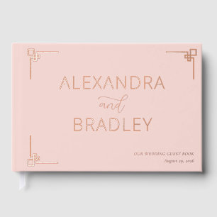 Elegant Pink Geometric Accents Guest Book