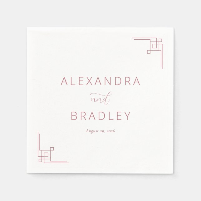 Elegant Pink Geometric Lines Napkin (Front)