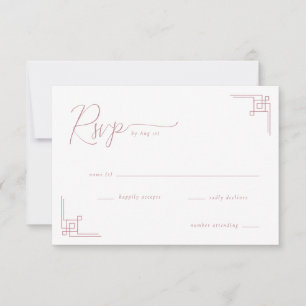 Elegant Pink Geometric RSVP Card