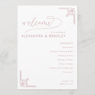 Elegant Pink Geometric Wedding Program