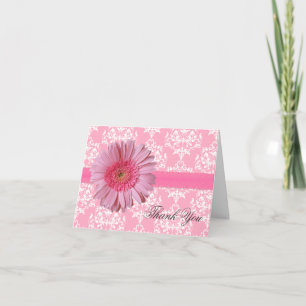 Elegant Pink Gerber Daisy Thank You Card