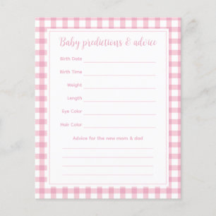 Elegant Pink Gingham Baby Shower Guessing Game