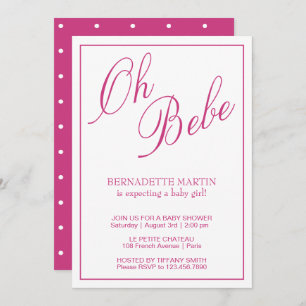 Elegant Pink Girl Modern Simple Baby Shower Invitation