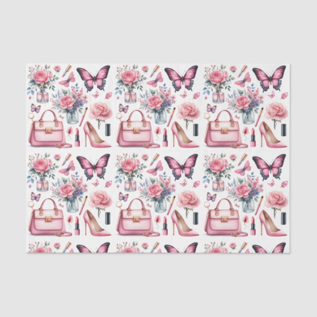 Elegant Pink Girly Fashion tissue paper (Front)