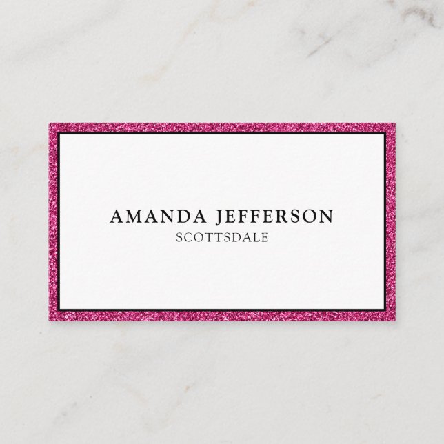 Elegant Pink Glitter Business Card (Front)