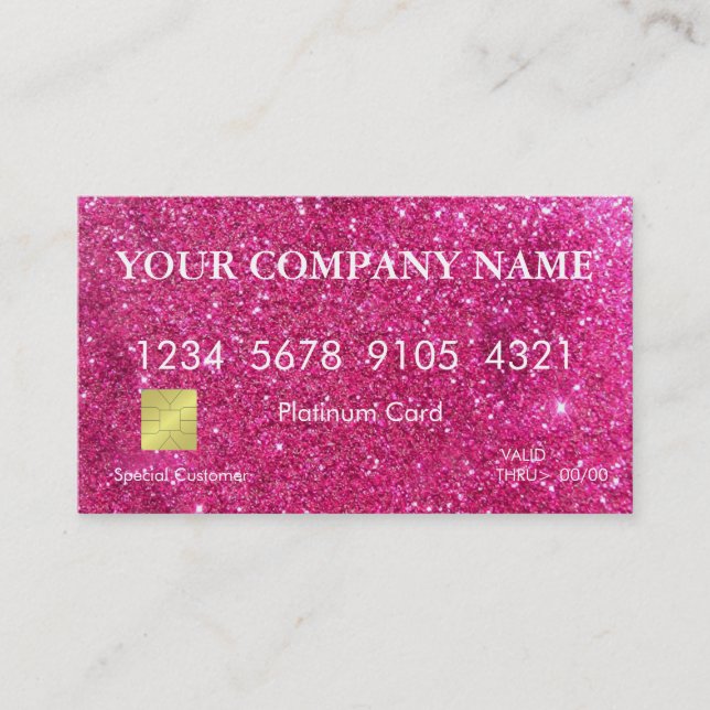 Elegant Pink Glitter Credit Card (Front)