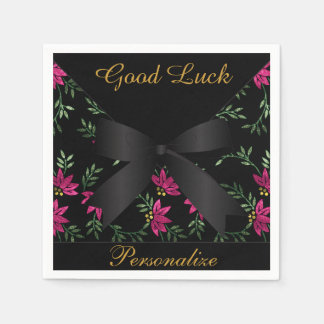 Elegant Pink Glitter Floral Napkin