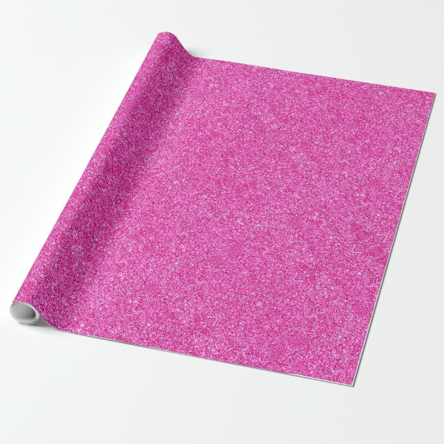 Elegant Pink Glitter Glamour Template Modern Wrapping Paper (Unrolled)