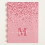 Elegant Pink Glitter Monogrammed Name Planner<br><div class="desc">Elegant Chic Pink Glitter Glam Monogrammed Name Planner</div>