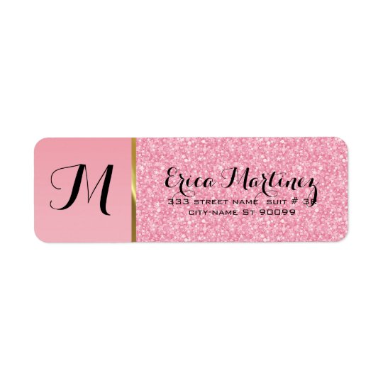 Elegant Pink Glitter Pattern Return Address Label