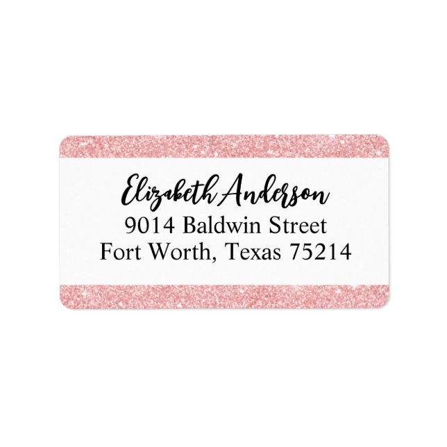 Elegant Pink Glitter Return Address Label (Front)