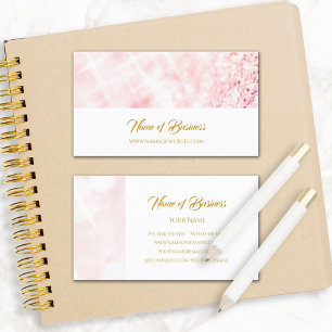 Elegant Pink Glitter Sparkle Bokeh Gold Script Business Card