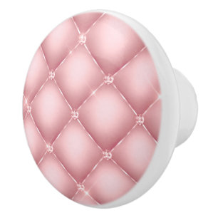 Elegant Pink Glitter Tuft Pattern Ceramic Knob