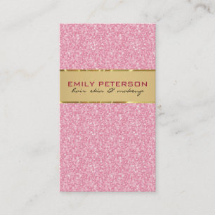 Elegant Pink Glitter With Gold Accents Business Card