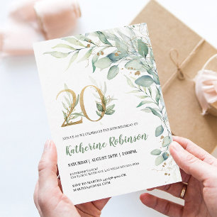 Elegant Pink Gold 20th Birthday Invite for Her