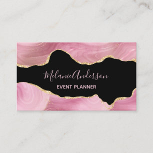 Elegant Pink Gold Agate  Business Card