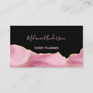 Elegant Pink Gold Agate  Business Card