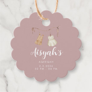 Elegant Pink Gold Aqiqah Thank You Favor Tags