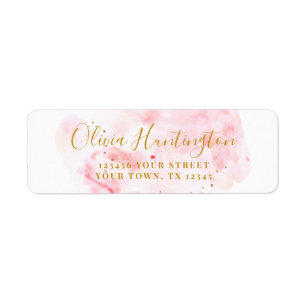 Elegant Pink & Gold Bridal Shower Return Address  Label