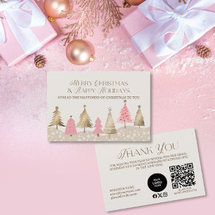 Elegant Pink Gold Christmas Business Thank You