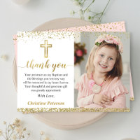 Elegant Pink Gold Cross Girl Baptism Photo