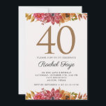 Elegant Pink Gold Floral 40th Birthday Party Invit Invitation<br><div class="desc">Invitation card features beautiful watercolor pink gold romantic floral. This card can also be used for any age 30,  50,  60,  70,  80 birthdays by changing the name,  date and place.</div>