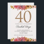 Elegant Pink Gold Floral 40th Birthday Party Invit Invitation<br><div class="desc">Invitation card features beautiful watercolor pink gold romantic floral. This card can also be used for any age 30,  50,  60,  70,  80 birthdays by changing the name,  date and place.</div>