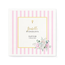 Elegant Pink Gold Floral Baptism