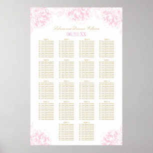 Elegant Pink Gold Floral Peony Wedding Seating Poster