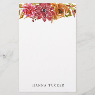 Elegant Pink Gold Floral Personalised Stationery