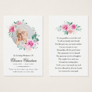 Elegant Pink Gold Floral Prayer Sympathy Cards