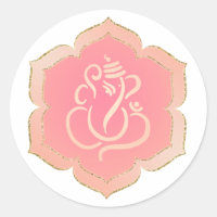 Elegant Pink Gold Ganesh/ Indian God  Classic Roun